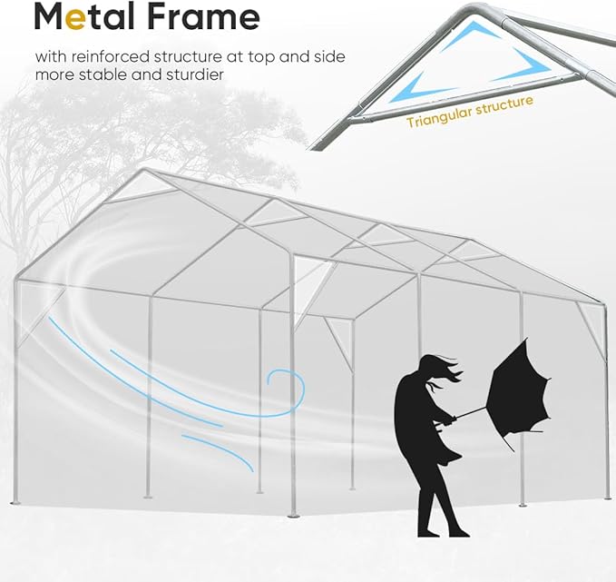 ADVANCE OUTDOOR 10x20 ft Adjustable Height Carport - Image 4