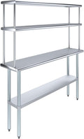 Amgood Stainless Steel Work Table Wide Double Tier Overshelf | NSF | Metal by AmGood