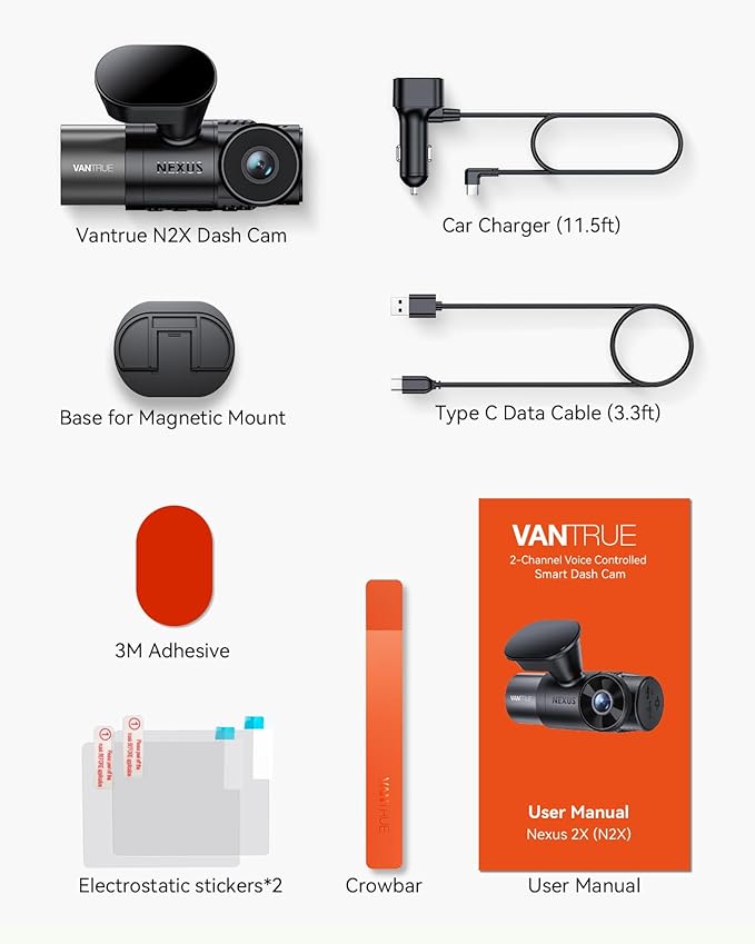 Vantrue N2X 2.7K Uber Dash Cam Front and Inside, 5G WiFi Dual Dash Camera - Image 9