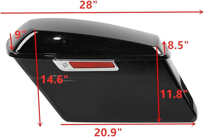XFMT Vivid Black Motorcycle Saddlebags Hard Saddle Bags W/Chrome Conversion - Image 3