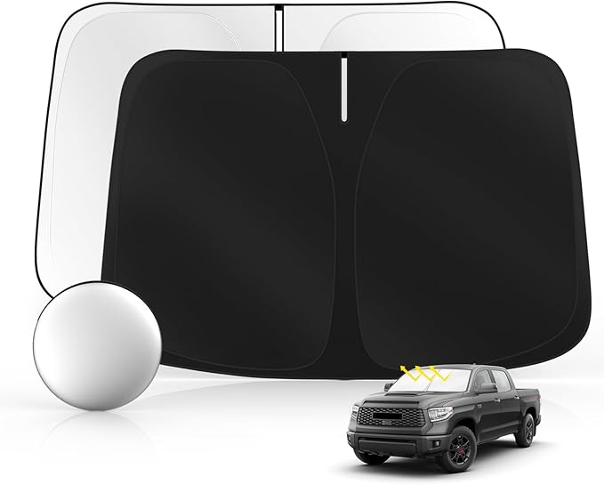Windshield Sun Shade for Toyo-ta Tundra 2007-2021 Foldable Sunshade Custom Fit by SULAGIWINDSHIELDSUNSHADE