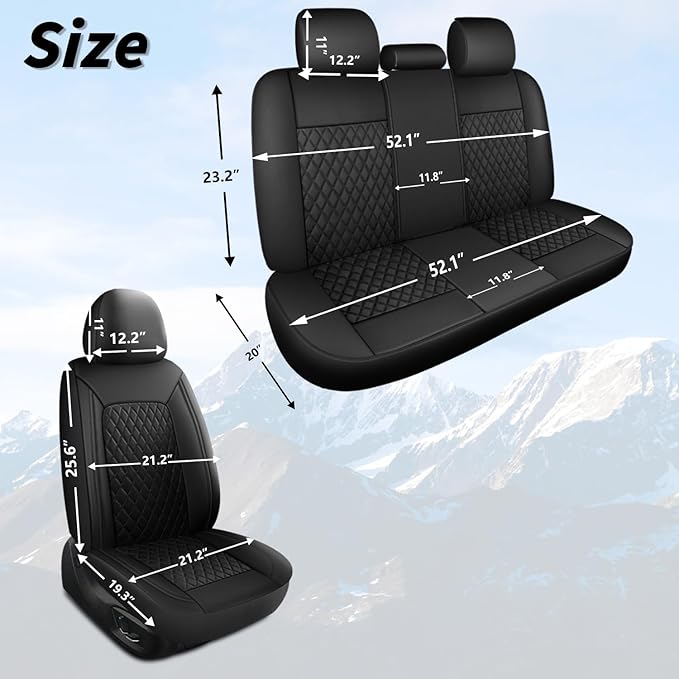 Leather Car Seat Covers, Breathable and Waterproof Seat Cover Full Set - Image 3