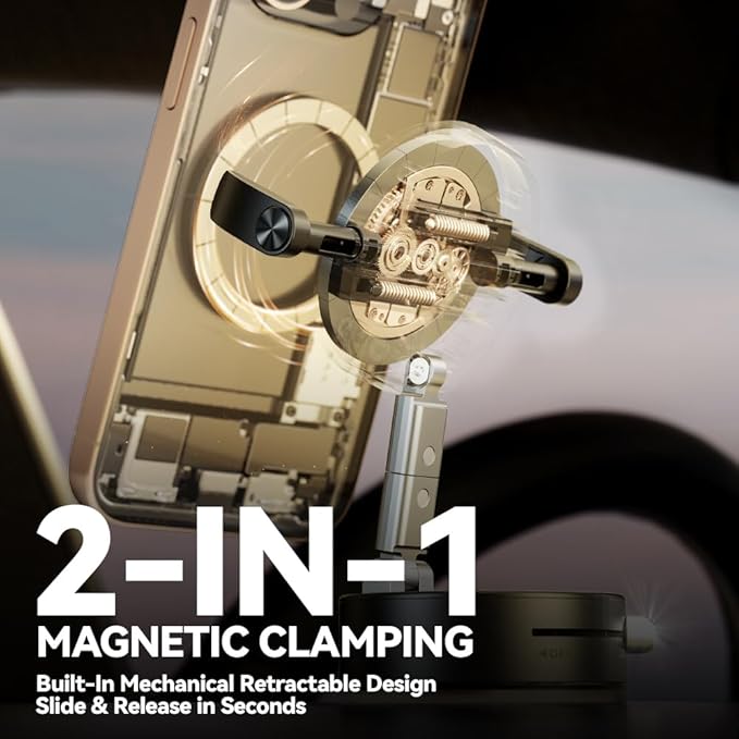 2025 Upgraded Foldable 2-in-1 Clip & Vacuum Magnetic Suction Car Phone Holder - Image 8