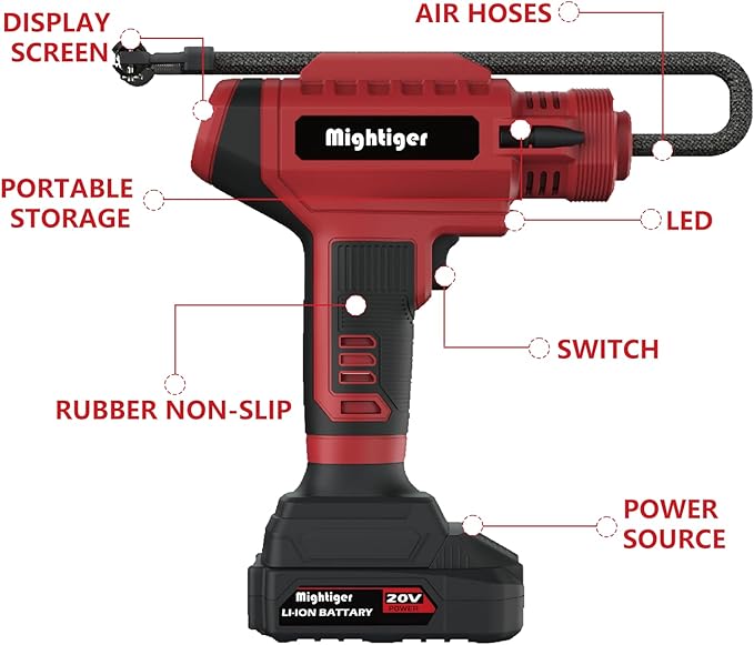 Tire Inflator 20V Cordless Mini Air Compressor DC 12V Portable Handheld Car Air - Image 7