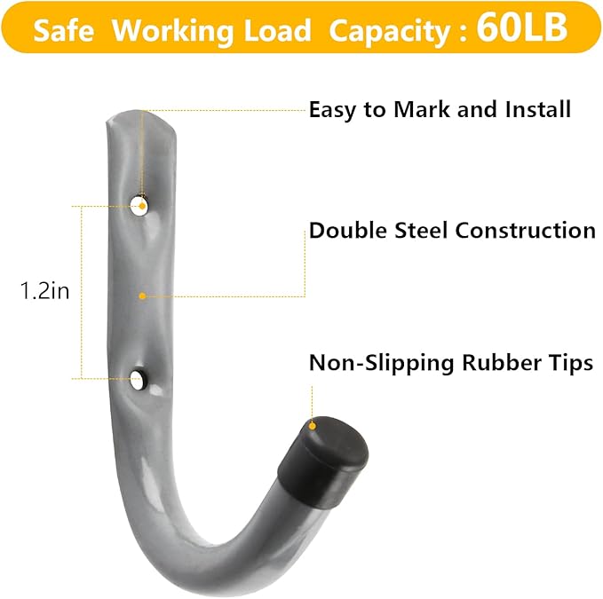 HOME MASTER HARDWARE 12 Pack 4-Inch Heavy Duty Garage Storage Wall Hooks - Image 2