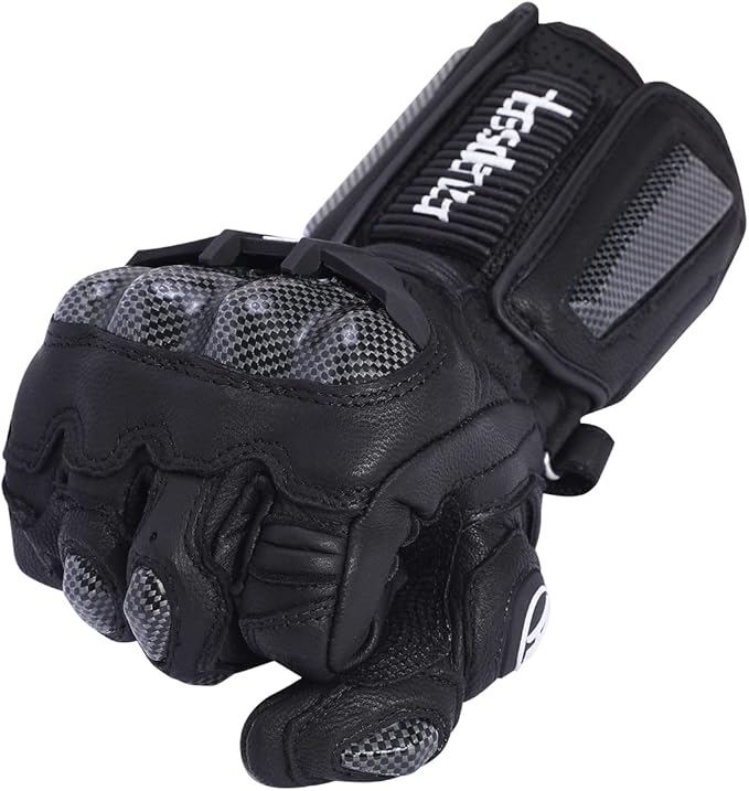 Harssidanzar Leather Motorcycle Gloves - Image 5