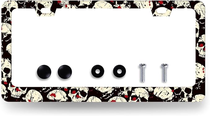 Skull License Plate Frame Skull Skeleton License Plate Holder Stainless Steel by RNKATIH