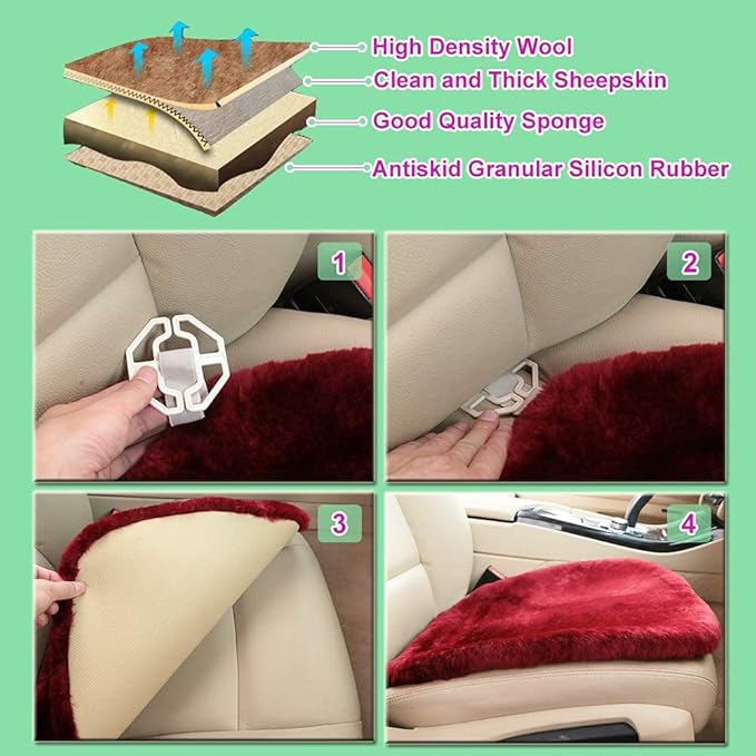 20 inchs Fluffy Genuine Australia Sheepskin Car Seat Cover - Image 6
