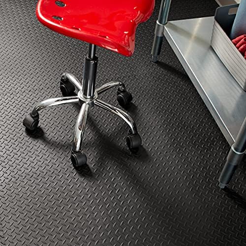 VersaTex Garage Floor 18 x 18 inch Square Rubber Diamond Plate Interlocking Floor Tiles for Home Gym, Garage Flooring, Trade Show Flooring, Basement Tiles, 24 Pack (Black) - Image 4