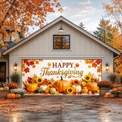 IVN Thanksgiving Garage Door Cover 16x7ft Pumpkin Sunflower Fall Banner - Image 6