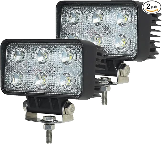 2PACK 18W Rectangle High Power 12/24 volt LED Work Light, 2400LM Foglight by JASLITE