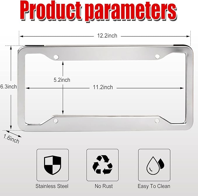 2 Pcs 4 Holes Stainless Steel License Plate Frame，Car License Plate Holder - Image 3