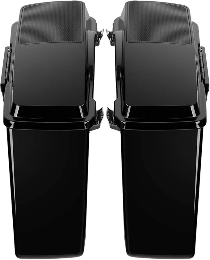 XFMT Glossy Black Hard Saddlebags W/ 6x9 Speaker Lids Black Latches - Image 3