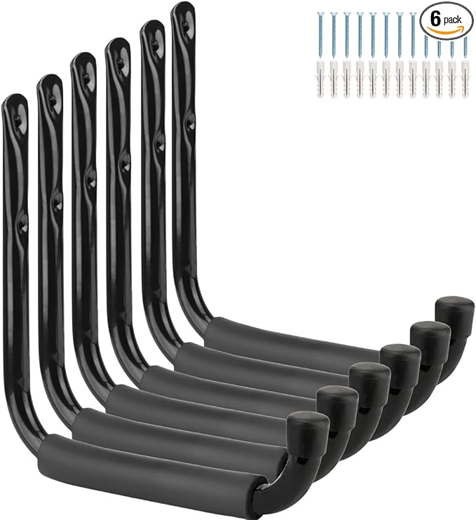 Heavy Duty Steel Garage Storage Hooks, 9.5Inches Jumbo Arm Ladders Utility Rack by Whrsinlor