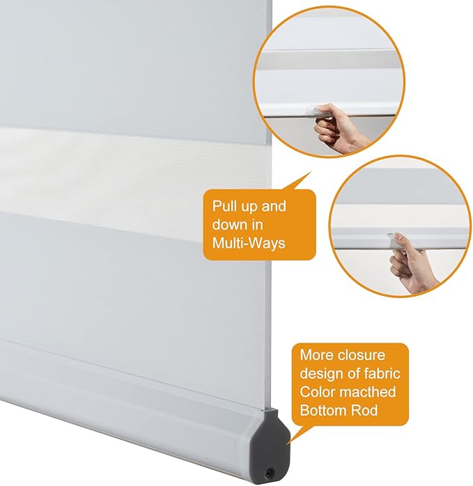 Persilux Cordless Zebra Blinds for Windows Free-Stop Roller Windows Shades Dual - Image 3