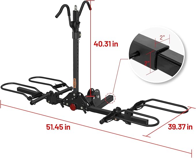 Rockland Foldable 2-Bike Rack, 200 lbs Capacity, Hitch Mount Bike Rack - Image 8
