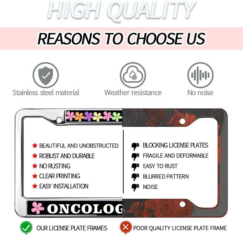 Oncology Nurse Metal License Plate Frame Flower Nurse Gifts Slim Design Licence Plate Covers Frame Motivational Nurse Saying License Plate Frame Cute