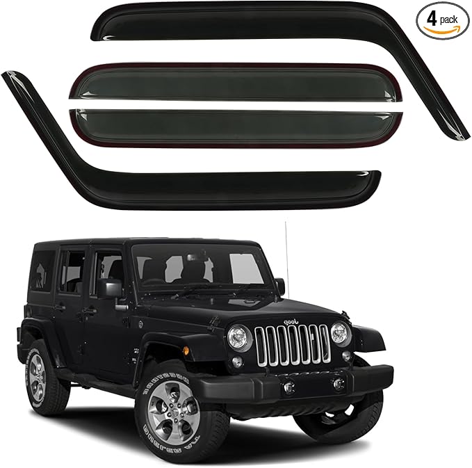 Rain Guard Fit for 2007-2017 Jeep Wrangler Unlimited 4-Door & 2018 Jeep by CHYKORLA