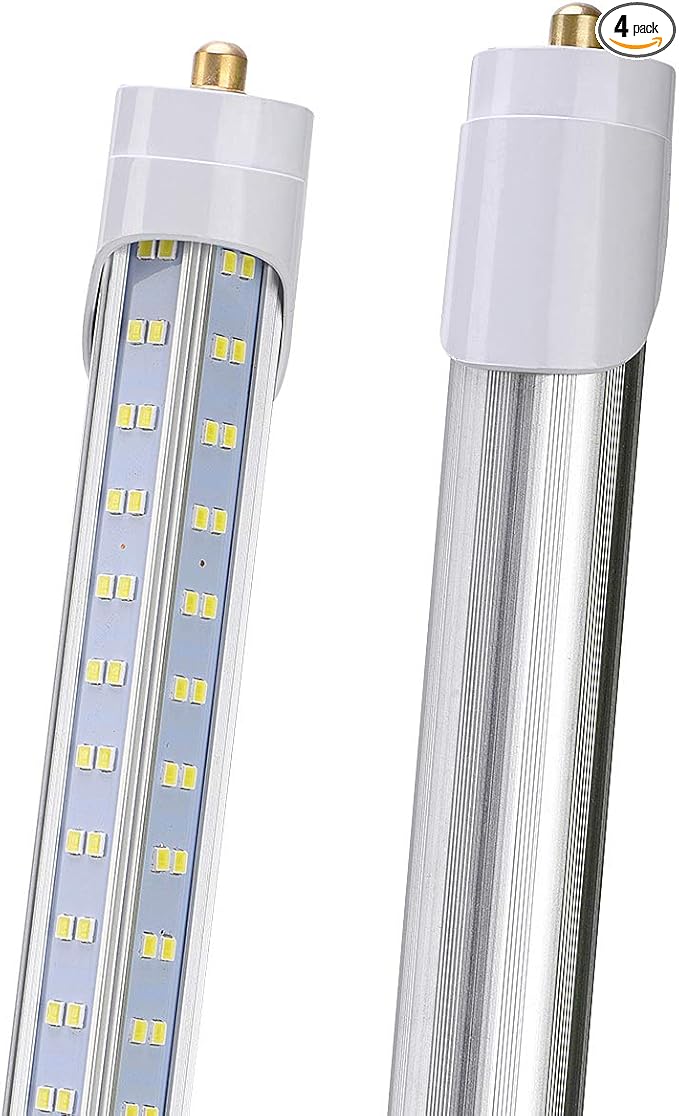 4 Pack, 120W 8ft Led Bulbs, 19500lm 6000k 8' Led Bulb, V Shaped Clear Cover T8 by DOUYIDOUBEST-LEDLIGHTING