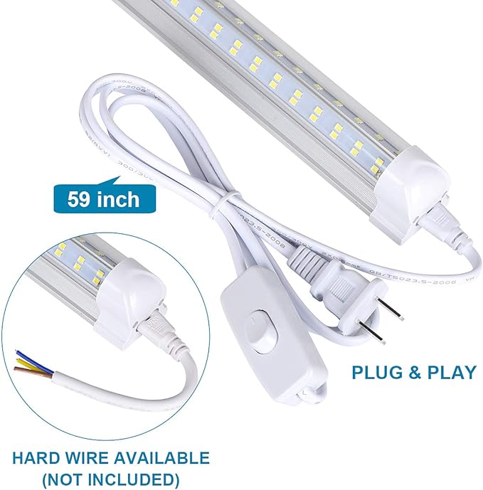 4 Pack 4FT LED Shop Light Fixture, 72W 9500LM 5000K, Daylight White, 4 Row V - Image 4
