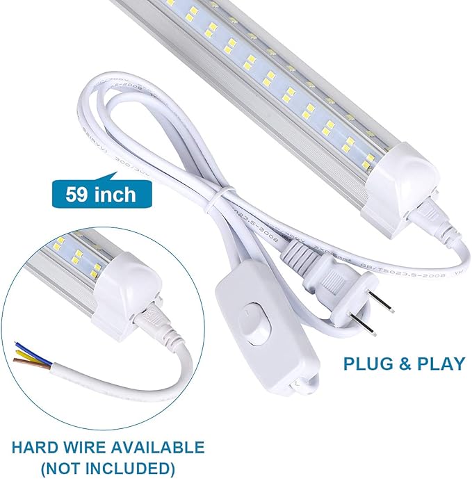 4 Pack, Led Shop Lights, 4FT Led Shop Light, 60W 5000K 9500LM Clear White - Image 2