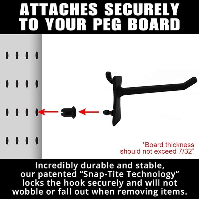PegPro® 2" Hooks Kit for Standard “Wood Fiber” pegboard – Durable Plastic - Image 3
