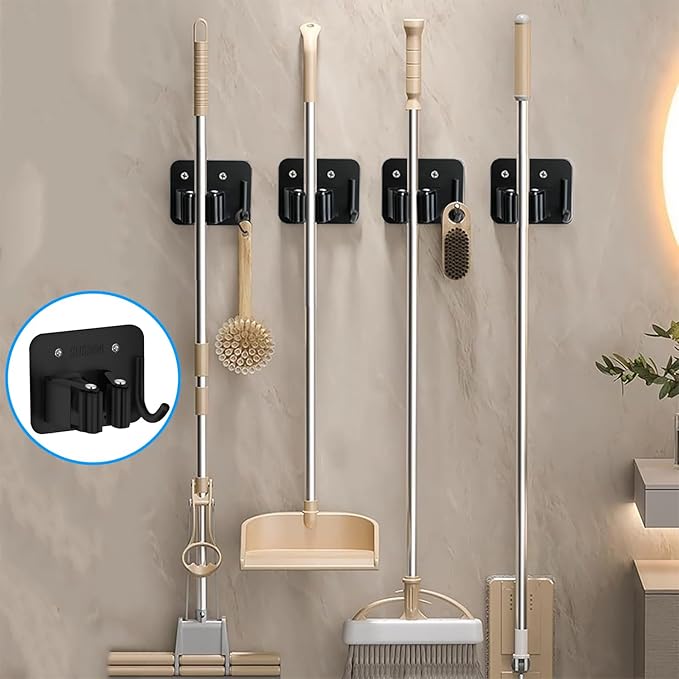 5 Pack Broom Holder Heavy Duty Stainless Steel Broom Hanger - Image 8
