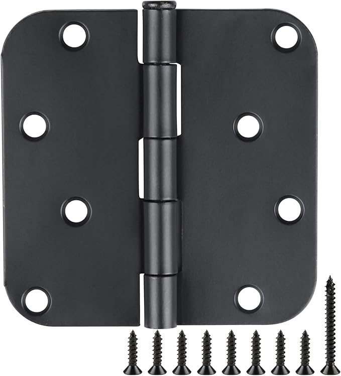3 Pack Black Door Hinges Matte Black 4 Inch 5/8" Radius Hinges by TDCHINGES