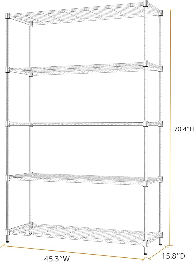 MZG 1750 lbs 5 Tier Storage Rack Metal Wire Shelving Unit, Storage Standing - Image 3