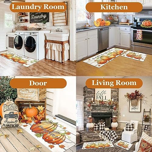 U'Artlines 2Piece Anti Fatigue Fall Kitchen Mats Rug Runner Set Orange - Image 4