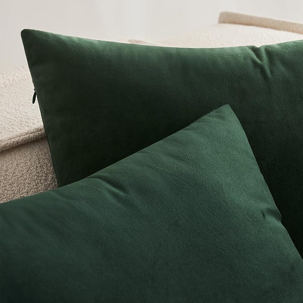 VAKADO Velvet Army Green Throw Pillow Covers 18x18 Set of 2 - Image 3