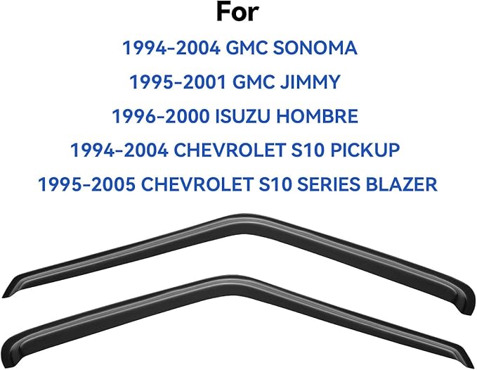 Window Visors Rain Guards for 1994-2004 Chevrolet S10/GMC Sonoma, Out-Channel - Image 2