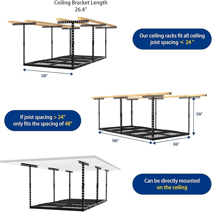 Heavy-Duty 3x8 Overhead Garage Storage Rack - Image 3