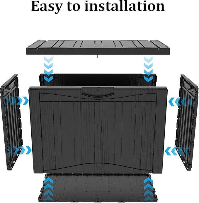 45 Gallon Lockable Resin Deck Box, Waterproof & UV-Resistant Outdoor Storage Box - Image 7