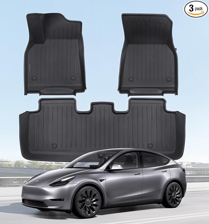 Floor Mats Fits for Tesla Model Y 5-Seat 2024-2020 by WekerAuto