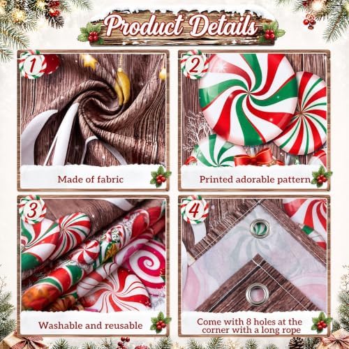 Teenyyou Christmas Garage Door Cover 7 x 8 ft Peppermint Candy - Image 3