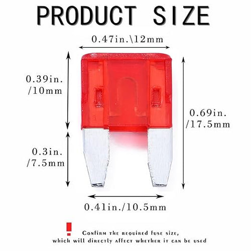 100 Pack Auto Fuses 10AMP APM/ATM 32V Mini Blade Style Fuses 30A Short Circuit - Image 2
