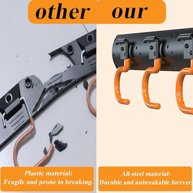 3-H 12×16" All Metal Garden Tool Organizer Wall Mount, Broom Holder Wall Mount - Image 6