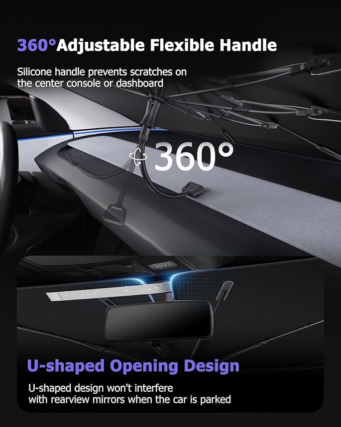 2025 Upgrade Car Windshield Sun Shade Windshield Sunshade Umbrella Protect Car - Image 6