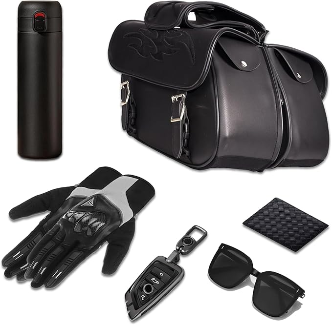 GARGOYLE BELLS Motorcycle Saddle Bags Leather Motorcycle Luggage Bag - Image 5