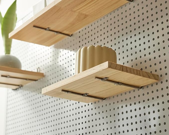Shelves for PegBoard, Pine Wooden Pegboard Shelf Wall Organizer, Wooden Board - Image 5