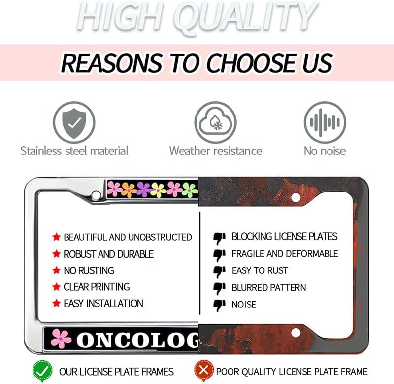 Oncology Nurse Metal License Plate Frame Flower Nurse Gifts Slim Design Licence Plate Covers Frame Motivational Nurse Saying License Plate Frame Cute