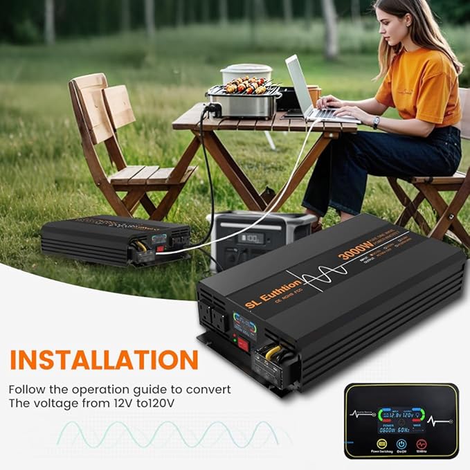 3000W/6000W Pure Sine Wave Car Power Inverter 12V DC to 120V AC 60HZ - Image 3