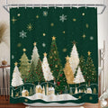 Green Christmas Shower Curtain, 72x78 Inch Waterproof Fabric by Duluxykl