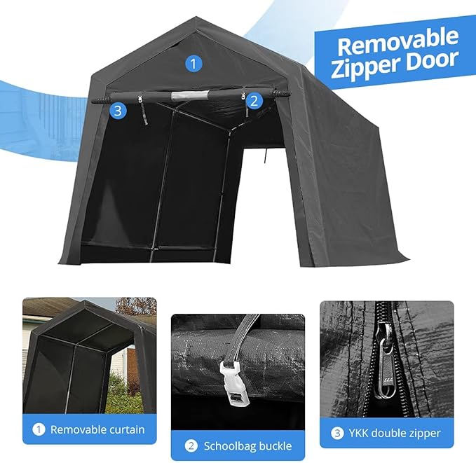 ADVANCE OUTDOOR 7x12 ft 2 Roll up Doors & Vents Outdoor Portable Storage - Image 3