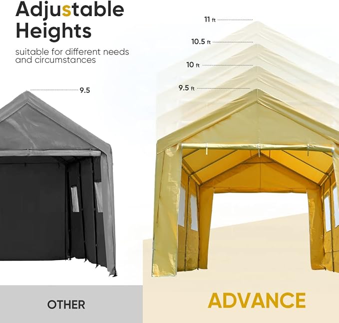 ADVANCE OUTDOOR 10x20 ft Adjustable Height Carport - Image 3