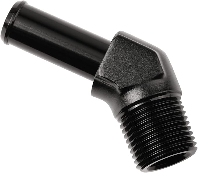 3/8 NPT Male to 1/2" Hose Barb Fitting Adapter 45 Degree Elbow Aluminum Black - Image 4