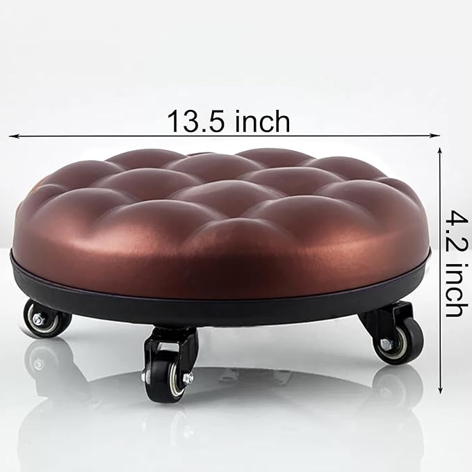 Low Roller Seat 13’’, PU Leather Low Seat Tool Heavy Duty - Image 2