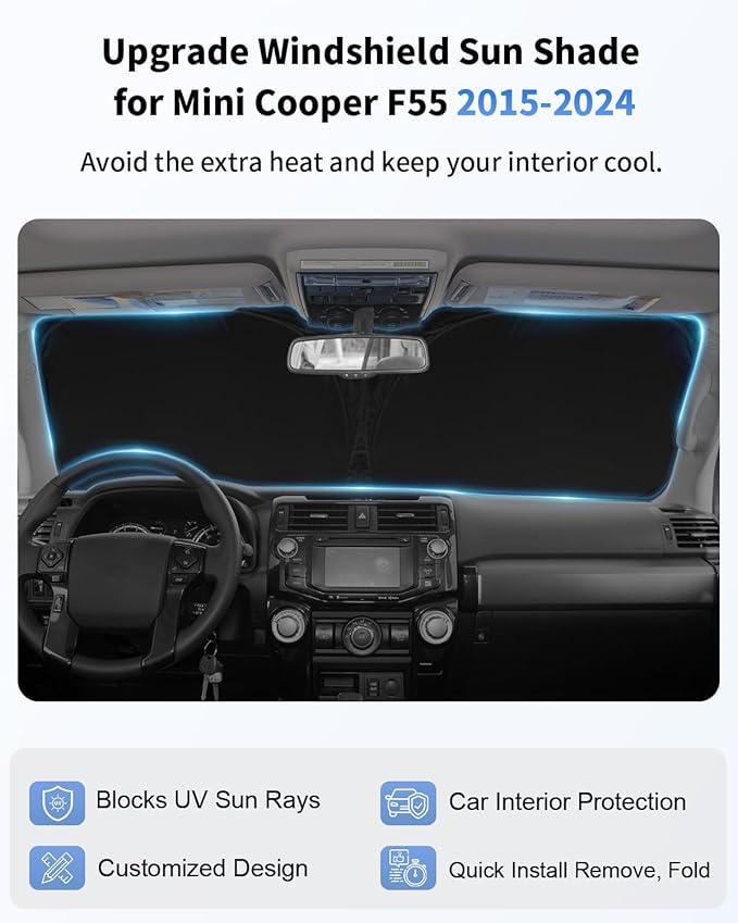 Sun Shade for Mini Cooper Windshield Sunshade fit for 2015-2023 2024 2025 BMW - Image 4