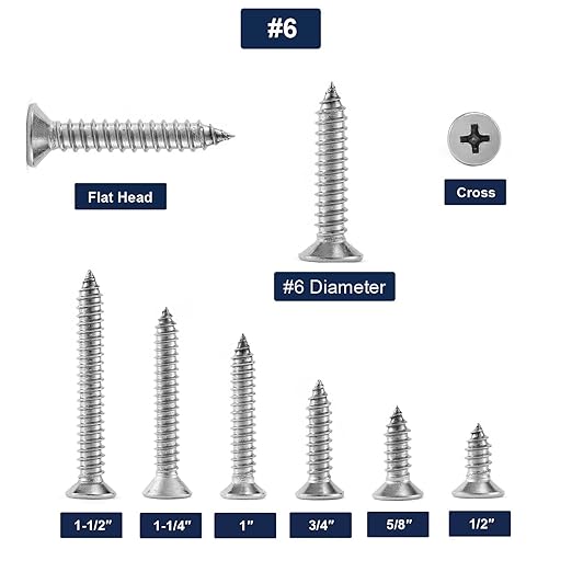 #6 x 1-1/2" Wood Screw 100Pcs 18-8 Stainless Steel Screws Flat Head Phillips - Image 3